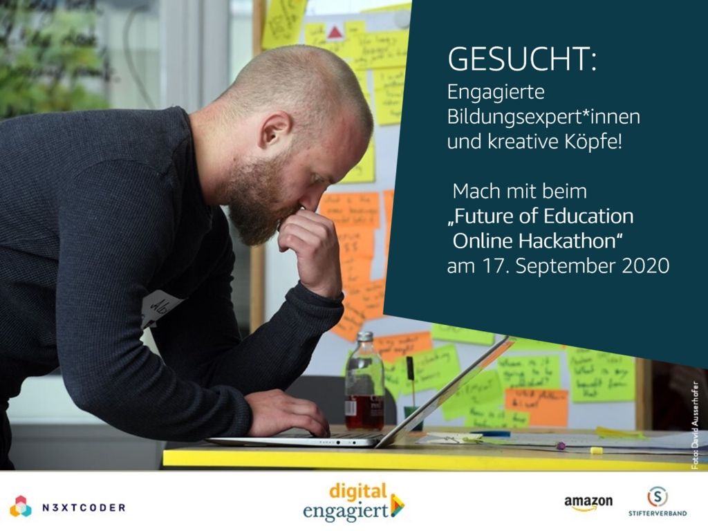 stifterverband's tweet photo. Kreative Köpfe sind gefragt! Ihr kennt euch beim Thema #Bildung aus? Dann macht mit beim Future of Education #Hackathon von #digitalengagiert am 17.9. 2020. Kostenlose Anmeldung bis zum 13.9. unter: https://t.co/TzemrFJjeC
@N3XTCODER @AmazonNewsDE @ZiviZ_de https://t.co/ugiJn9wxtS