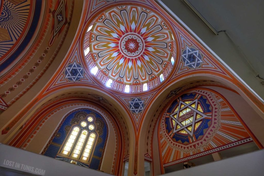 The Grand Synagogue was built in 1937 in Tunis, Tunsia (The only democracy in the Middle East )Great example of the Romano-Byzantine style. It was damaged by riots following the 6-Day War and was restored in 1996.