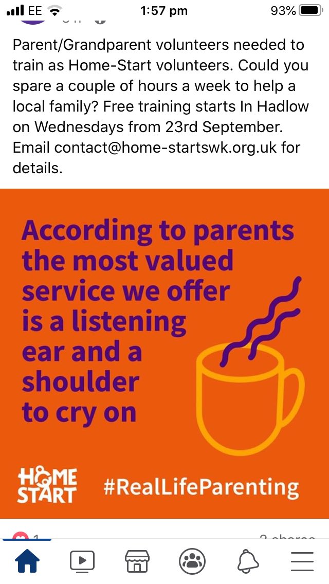 Home-Start South West Kent are looking for more volunteers to support local families - training starting soon. It’s a brilliant service - please share!