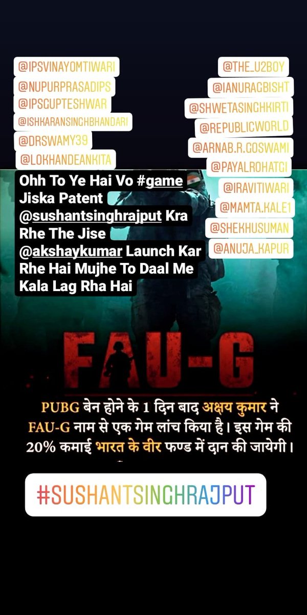 thesanyalshah's tweet photo. Ye Hai Vo Patent Jo @itsSSR jispe kaam kar rhe the.Jise @akshaykumar ne launch kiya .Daal me zaroor kuch kala hai.
@KanganaTeam
@iRaviTiwari
@ishkarnBHANDARI
@TheU2boy
@shwetasinghkirt
@anky191 @ips_gupteshwar
@arnabofficial7 @IPSVinayTiwari
#FAUG 
#SushantSingRajput 
#Report4SSR https://t.co/QYTdXg5DET