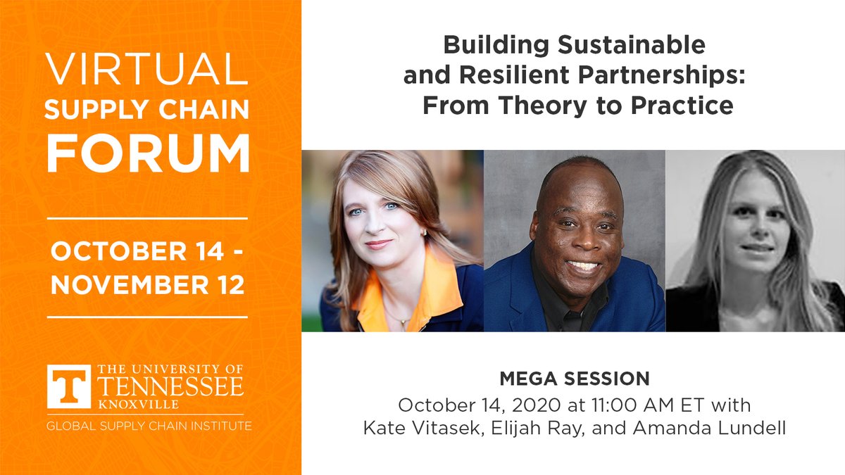 GSCInstitute's tweet image. #GSCI's first #SCF #MegaSession is Oct 14 with industry leaders, Kate Vitasek, Elijah Ray &amp;amp; Amanda Lundell. Learn how companies are putting @UTKnoxville's Vested business model into practice. Register &amp;amp; download the GSCI app to access speaker bios &amp;amp; more. …all-supply-chain-forum.eventbrite.com
