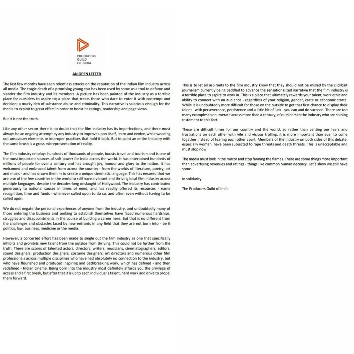 Thanks for waking up 👏👏👏 Can the #ProducersGuildOfIndia also please drag out all its fear infected  Bollywoodians from under their beds to inject them with courage and make them take a stand against the #MadDogMedia 🙏🙏🙏