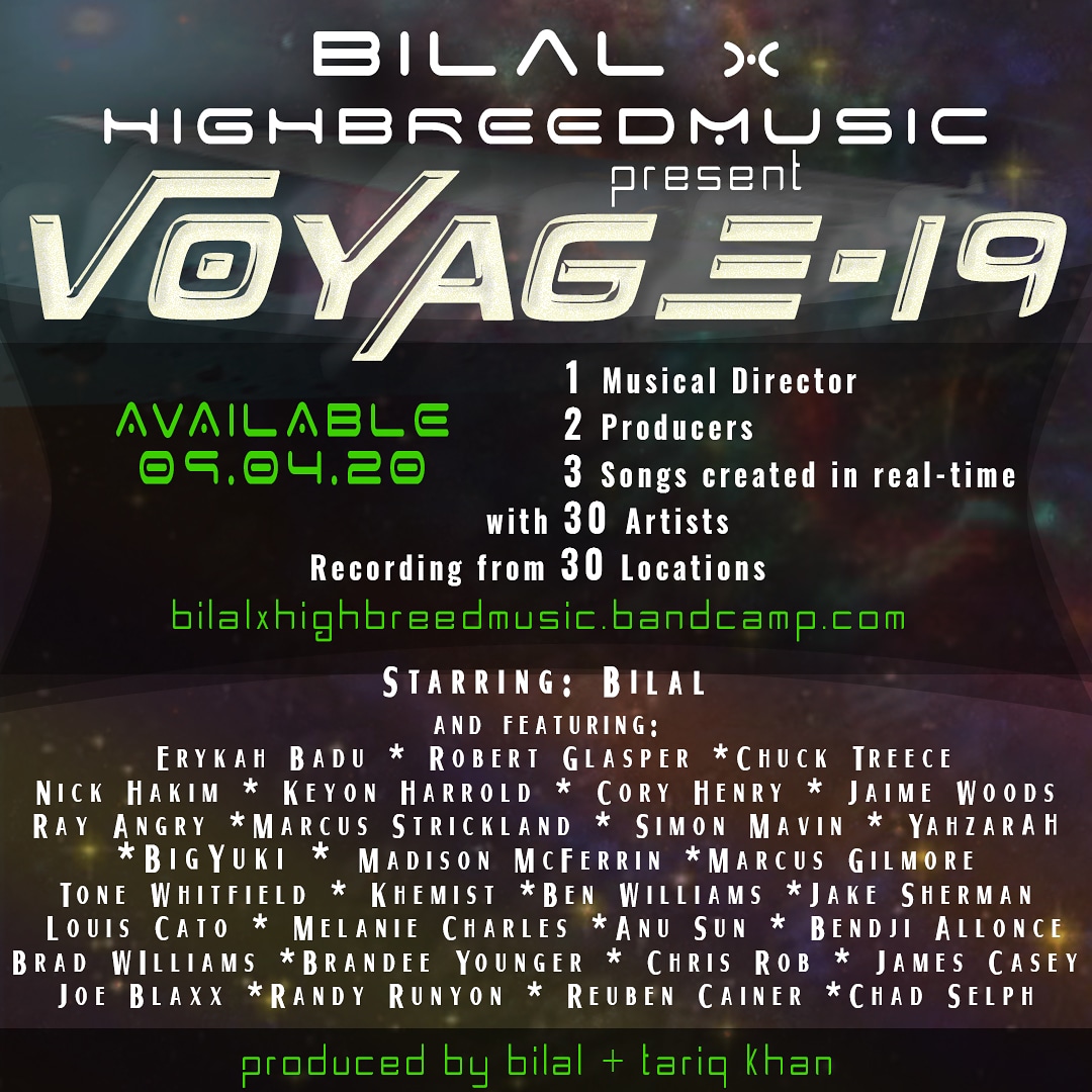 Today at 4pm!! Experience the historic journey - Bilal x HighBreedMusic present VOYAGE-19!! Available on Bandcamp. bilalxhighbreedmusic.bandcamp.com

#bilalxhbm
#voyage19
#bilalmusic
#highbreedmusic
#curatedbybilal
#bilalxhbmvoyage19