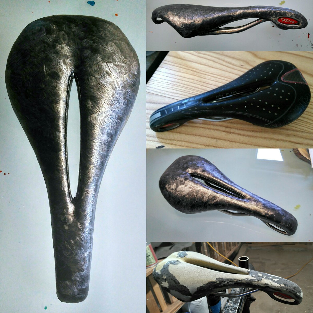 ShepherdPMyers's tweet photo. Recovered a SelleItalia Flite with silver microfiber #saddle #shepherdmyers #art #sculpture #artist #sculptor #scienceart #bicycling #bicycle #bikeseat #cycling https://t.co/G6HFVJbMUu