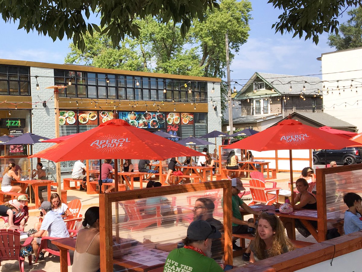 jen_keesmaat's tweet photo. 'In-street' dining- just using the space we already have in cities, differently - provides a clue as to how to reclaim our cities beyond the pandemic. Why on earth would we ever go back? https://t.co/zSrqgq0r1X