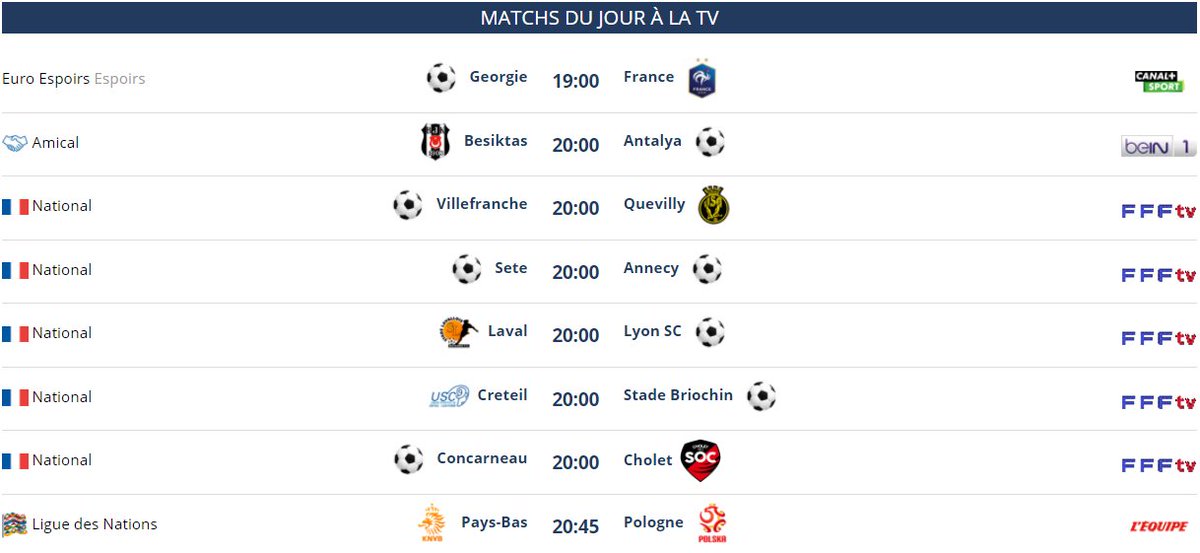 programme tv foot