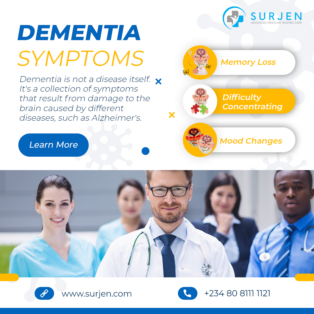 SurjenHealth's tweet photo. #Symptoms of #Dementia
1)Memory Loss
2)A problem in conversation &amp; didn’t find right words.
3)Distance judging issue.
4)Mood Changes
Consult #Surjen for your #medical issues to get best #medicaltreatment from experienced #doctors.
📞: 08081111121
🌐: https://t.co/WgbeqSfLVf https://t.co/b7TC4IMDlS