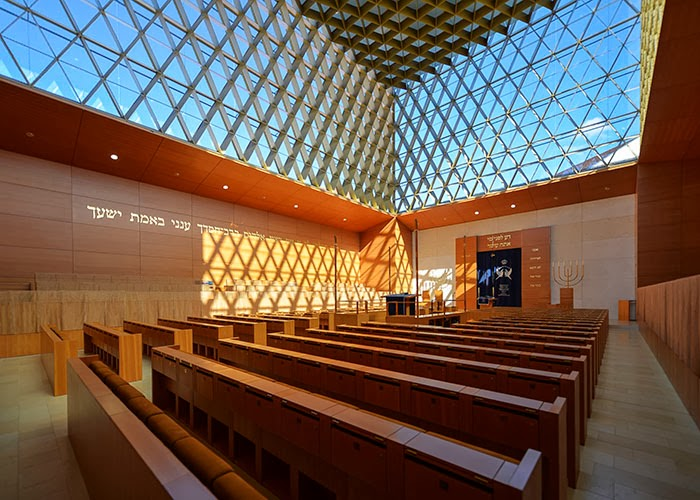 Ohel Jakob synagogue was built in 2006 in Munich, Germany.The glass ceiling is meant to invoke a tent (ohel is Hebrew for tent).