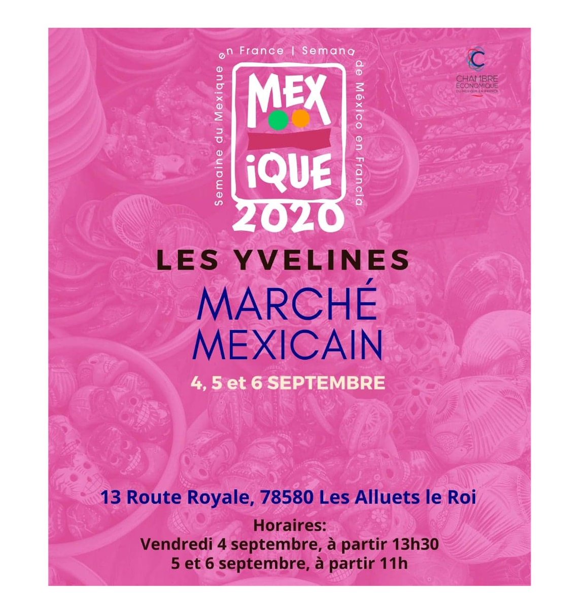 chambremexfran's tweet photo. Pour la semaine de Mexique En France, Les Yvelines, Marché Mexicain 4-5-6 sept
Avec @MiTiendita_Fr , Comalli, Yolpaqui, Mexi-kaan,  Artisanat Mexicain La Casa Quintana Corazón de melón mexican craft Bon cœur cookies, Les Gateaux de Jacqueline
#SMF2020 #CEMF2020 https://t.co/FFjyODCxEO