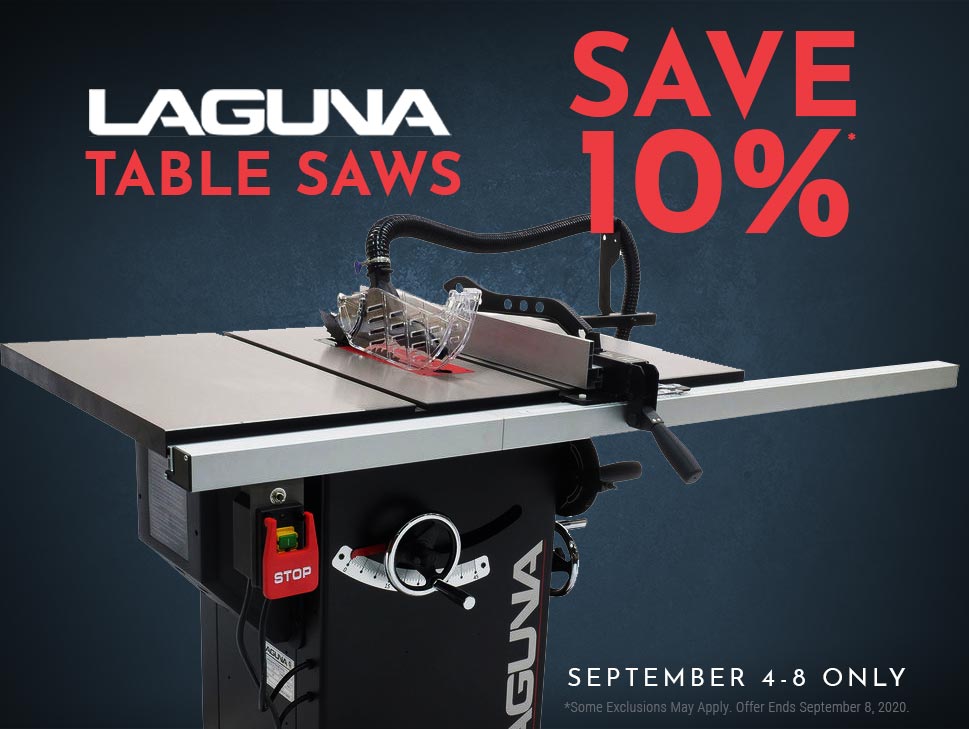 Woodcraft's tweet photo. Save 10% on LAGUNA Table Saws this Labor Day Weekend! These feature-rich cutting machines offer LAGUNA performance, integrated dust collection & more. Step up to LAGUNA. #woodcraft #woodworking #laborday #labordaysale #tablesaws Sale valid Sept 4-8. https://t.co/JOtBuDQ5dE https://t.co/WRChktPsel