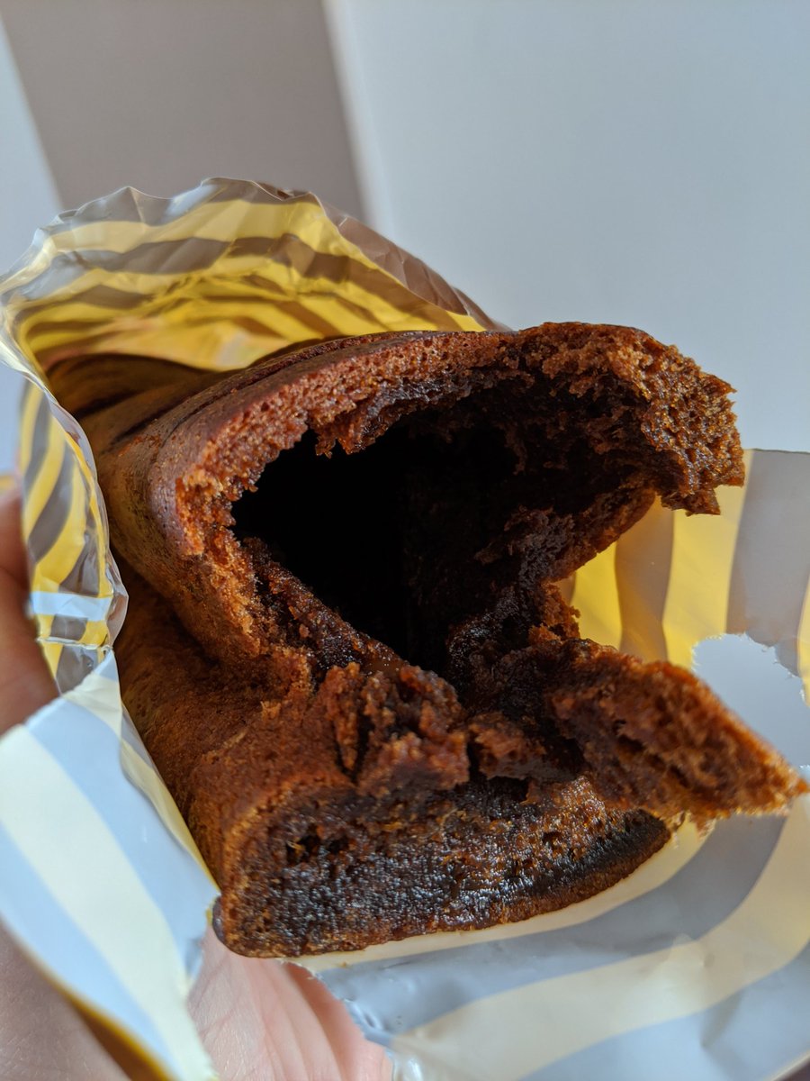 _lou_fitzgerald's tweet photo. @SoreenHQ Someone's stolen the inside of my malt loaf and the base is all squidgy 🤢

#soreen #maltloafgate https://t.co/xnu1hQSg0Y