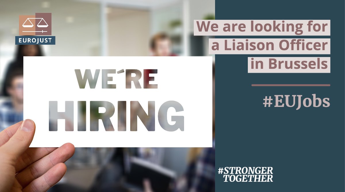 {We’re #Hiring!} ⚖️ Eurojust is looking for a Liaison Officer in #Brussels to represent Criminal Justice Cooperation & manage relations with the key #EUinstitutions. ◼️More details : bit.ly/3bq6dj6 ◼️Deadline: 16/09/20 #EUJobs #eucareers #Careers #Justice @EU_Careers