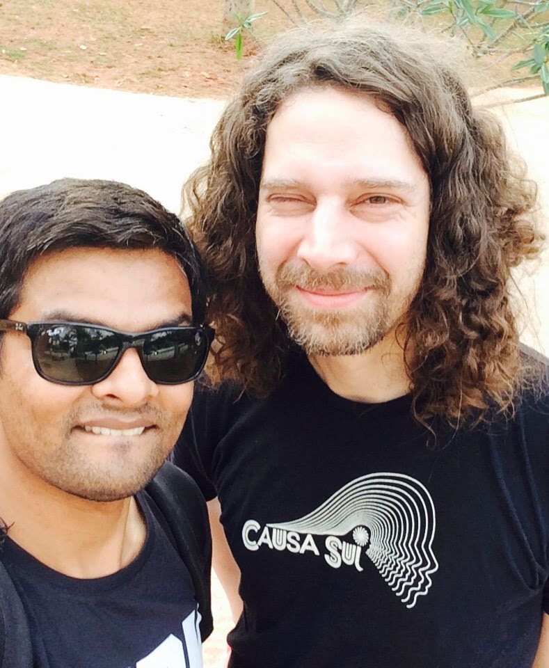 That's Gaurrav, our drummer, with Stefan from Colour Haze at the Indie March festival in 2016. That was a beautiful day! Also, it's #BandcampFriday today so go hop on to our Bandcamp and buy some stuff, may be? diarchy.bandcamp.com