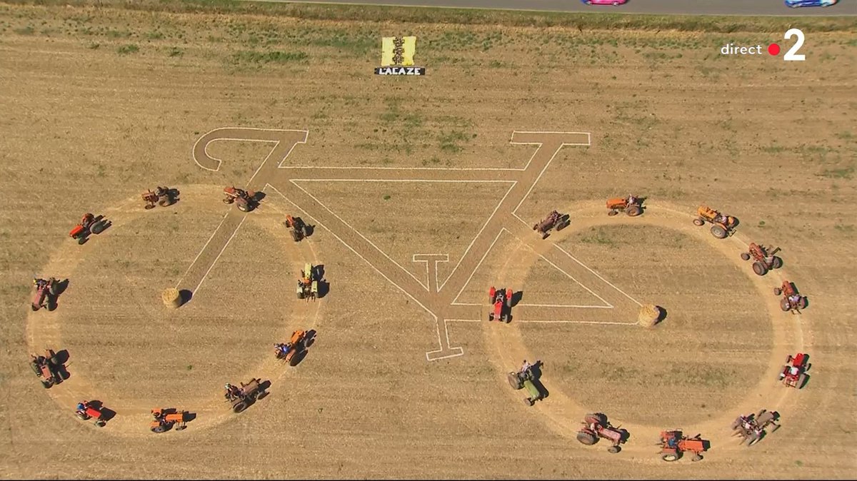 LeTour's tweet image. 🚜 Magnifique décor réalisé par les agriculteurs de Lacaze dans le cadre du concours @FNSEA.

#TDF2020