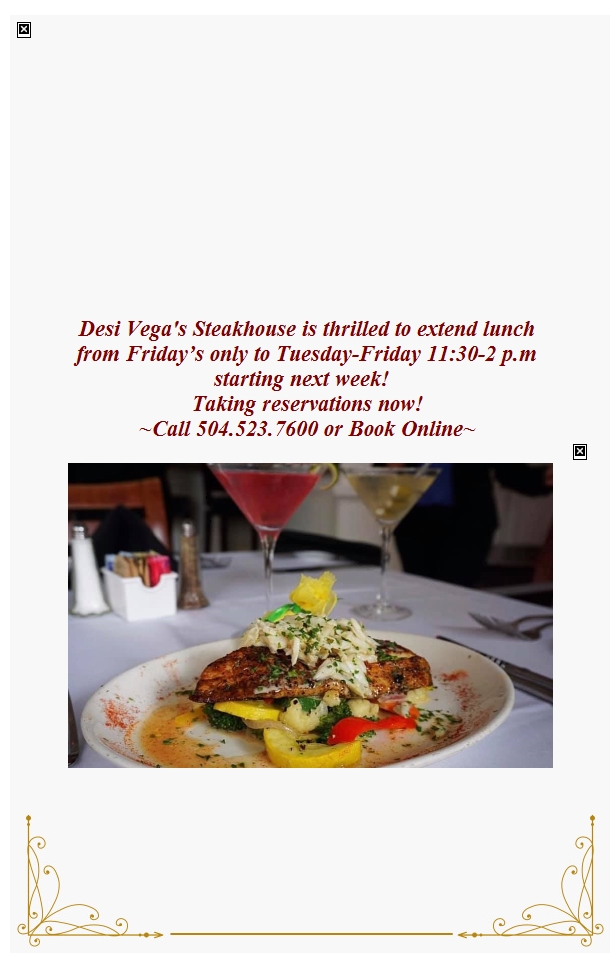 Desi Vega's Steakhouse- Lunch is back! bit.ly/3lOSffu