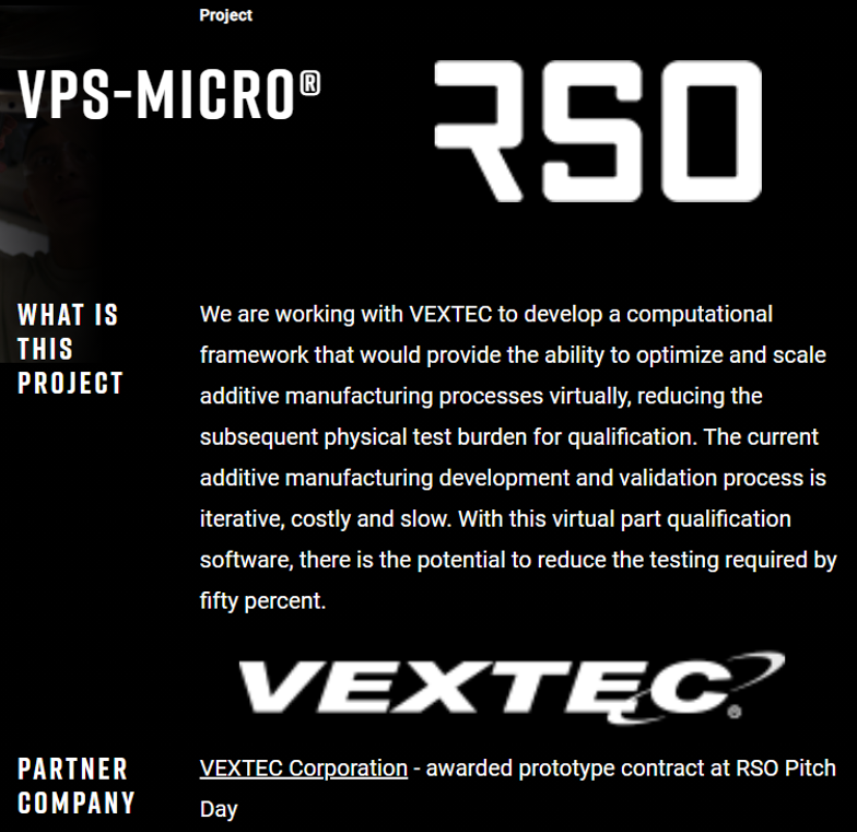 Happy #SimulationFriday! VEXTEC's predictive software VPS-MICRO has been highlighted by @airforcerso as part of the Rapid Sustainment Office's Advanced Manufacturing focus areas. #AdditiveManufacturing

Link: afrso.com/focus-areas/ad…