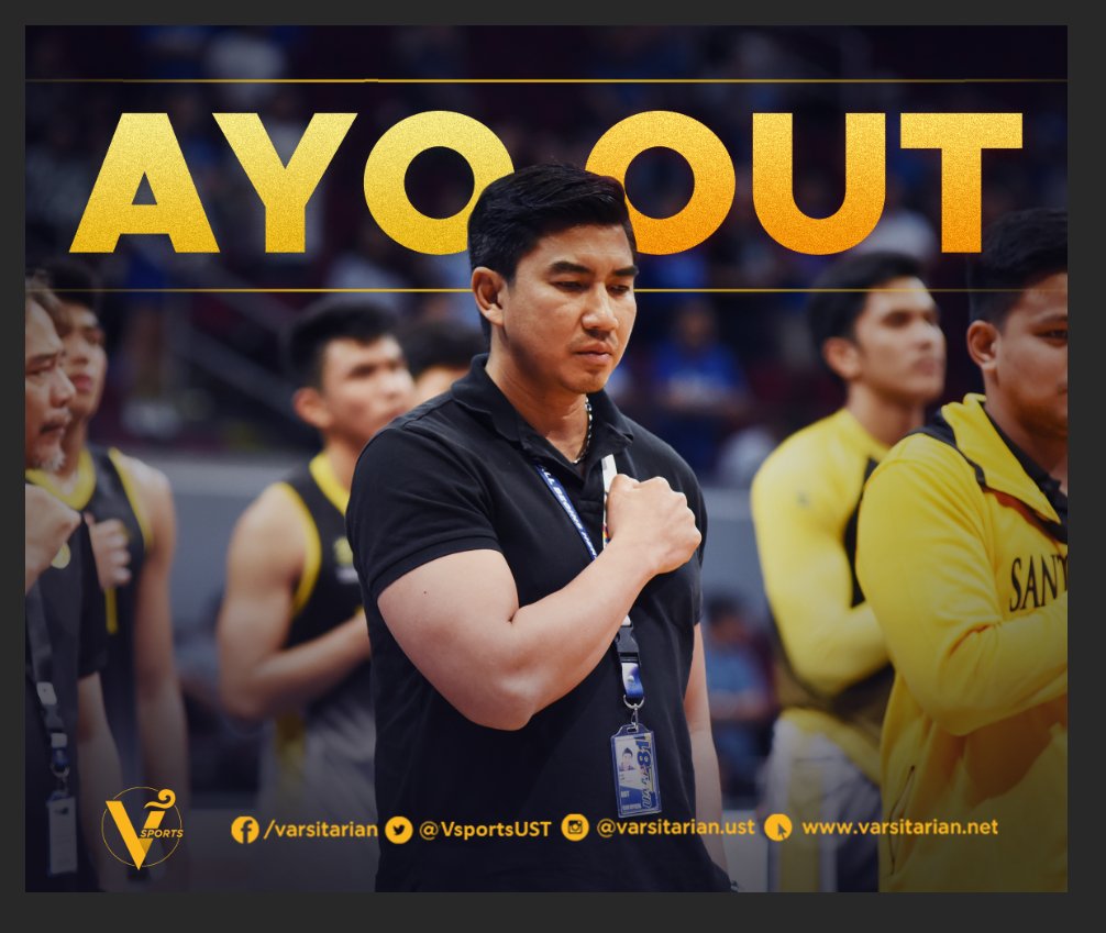 VSportsUST's tweet photo. BREAKING: Growling Tigers head coach Aldin Ayo, who led UST to its first UAAP finals appearance since 2015, has resigned, he confirms to the Varsitarian. https://t.co/xIBuQqj64f