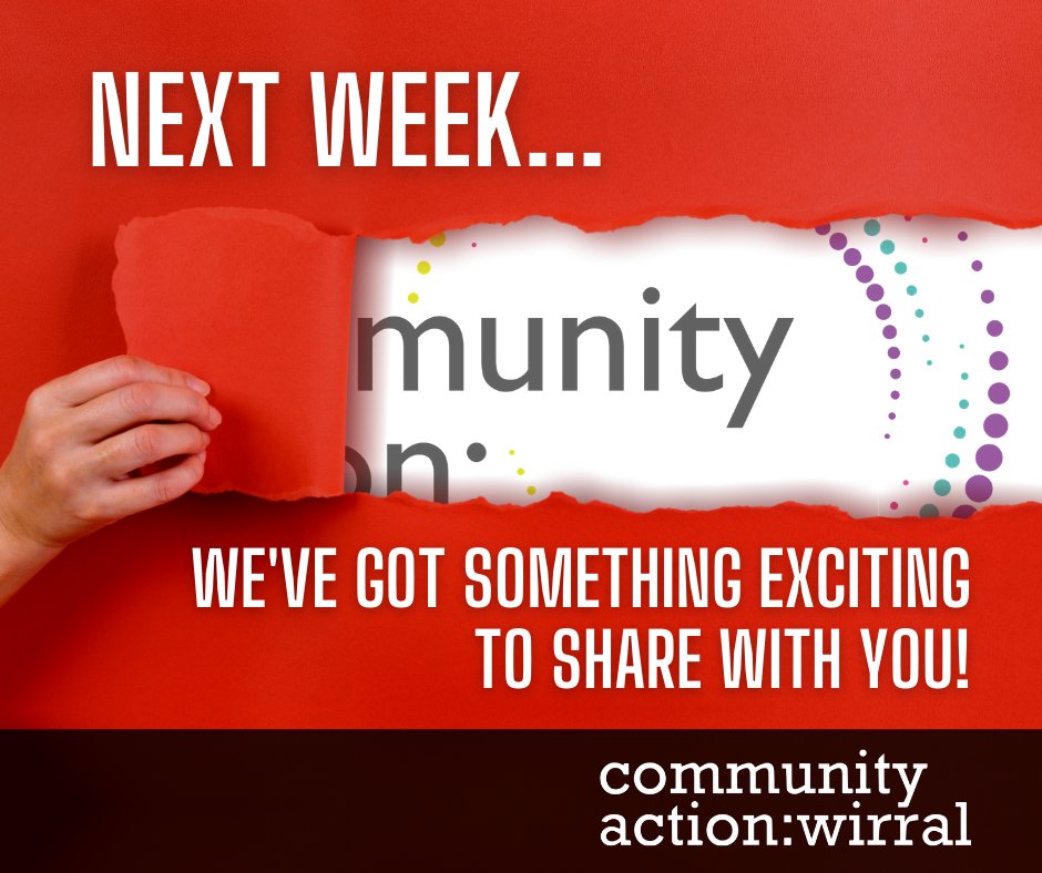 ActionOnWirral's tweet photo. 👀 Keep a look out next week 👀

We're  excited to share our new look for Community Action: Wirral as we continue to step up and champion our community businesses and organisations. https://t.co/G2EbUwAwfP