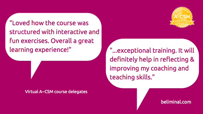 BeLiminal's tweet photo. Join @MrZiaMalik &amp; @mwsummers for their next virtual Advanced Certified #ScrumMaster live online course. 5 modules will be delivered each week from 9am-1pm starting on 21st September. Book now and save 25% with code furlo25: https://t.co/eNcqJSwibr #feedbackfriday #scrumtraining https://t.co/QvZsz0n1ka