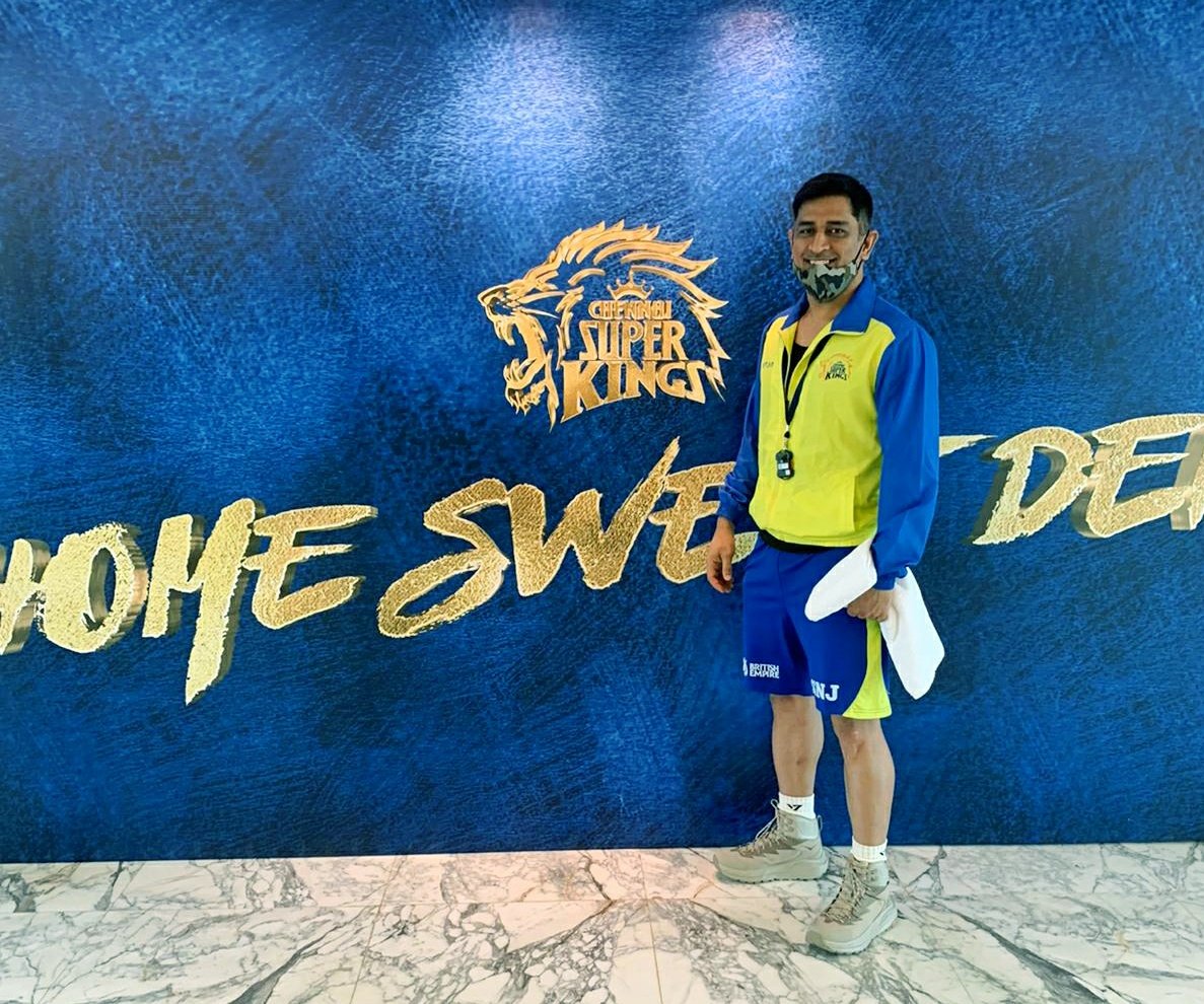 ChennaiIPL's tweet photo. Our Lion King's all set for Day 1... with a smile that fuels broken hearts! 🦁💛 #WhistlePodu #HomeSweetDen https://t.co/6ZeScH9n79