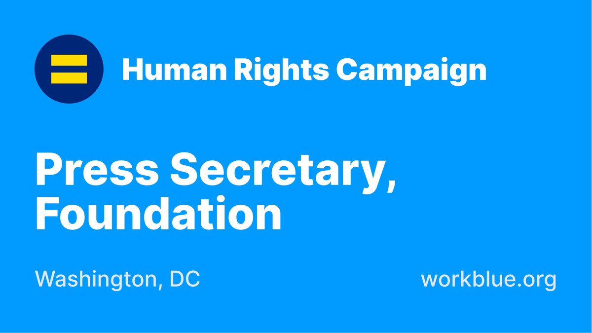 NEW: <a href="/HRC/">Human Rights Campaign Rapid Response</a> is hiring a Press Secretary who will be responsible for press strategy around key HRC Foundation priorities and programs, including the Transgender Justice Initiative, racial equity work, the Workplace Equality Program, and more!

Check it out 👉 wkbl.us/lk44