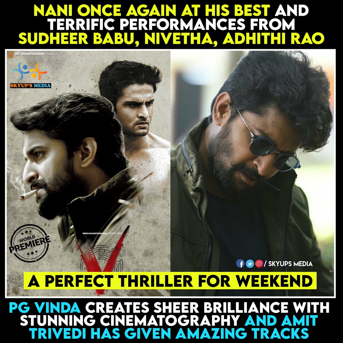 skyupsMedia's tweet photo. Nani 💥💥💥
#Nani #VTheMovie #VMovieReview #VOnPrime https://t.co/Dglqo655gI