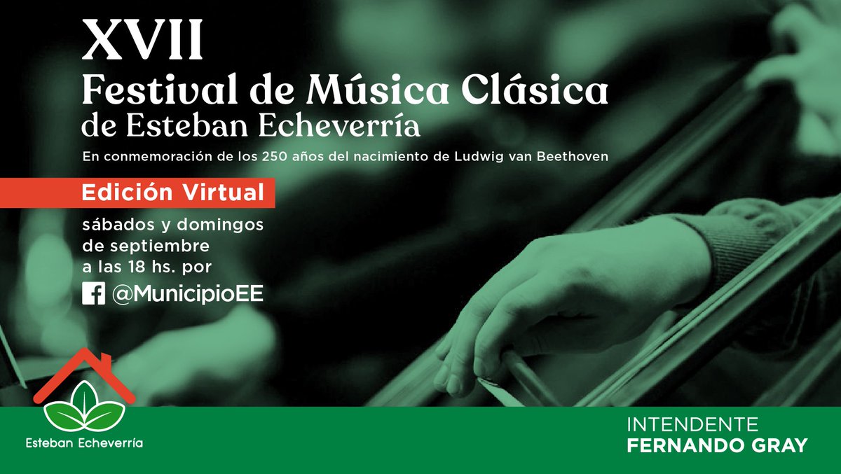 Esteban Echeverría on Twitter: "🎶 XVII FESTIVAL DE MÚSICA CLÁSICA DE ESTEBAN  ECHEVERRÍA (VIRTUAL)🎶 📌 ¡No te lo pierdas! Encontrá toda la programación  del Festival acá ➡️ https://t.co/op0B9zsEbI #ElegimosEstarEnCasa…  https://t.co/04vHubEB4W"