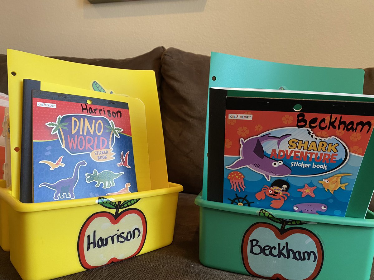 Can’t wait to see some sweet faces in person Tuesday. Since I can’t hug them and they can’t share things - I made them each a fun/work caddy! 💙❤️💚💛<a href="/RiverRidgeElem/">River Ridge Elem</a> <a href="/DanielleR_TX/">Danielle Roberts</a> #relentlessrattlers #1LISD #instructionalassistant #friends