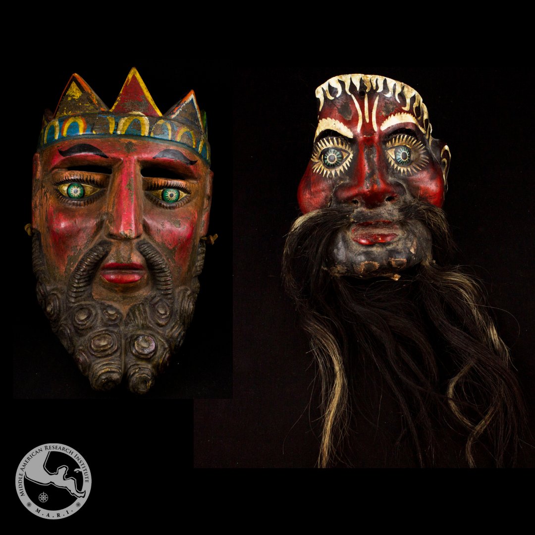 Tomorrow is #WorldBeardDay! These Mexican masks from the #MARICollection display particularly fascinating facial follicles. Facial hair on these masks could be made from wood or animal hair. Masks are part of traditional festivals and dances in Mexico. 
#TulaneSLA #MuseumFromHome