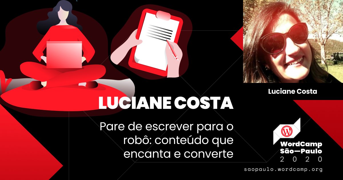 WPsampa's tweet photo. Basta de escrever para 🤖🤖🤖! Luciane Costa, editora do @VivendoDeFreela, dá dicas para redigir sem clickbait. Ainda na palestra, a jornalista ensina a otimizar conteúdo para atrair tráfego orgânico. Garanta o seu lugar em https://t.co/J9DdxLSBy1 #Grátis #WCSP2020 ✍️🌐💡 https://t.co/s1xiTedAoM