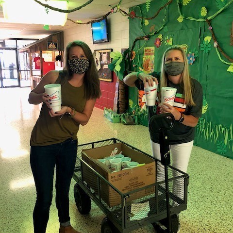 CESLearning4ALL's tweet photo. Two ways we have shown up for and supported each other today at CES: Sonic drinks and CES water bottles! Our super counselors ordered and delivered Sonic drinks to all staff!  PE teachers ordered water bottles for all staff and students! We can do VIRTUALLY anything...together! https://t.co/ddXDzMlcx9