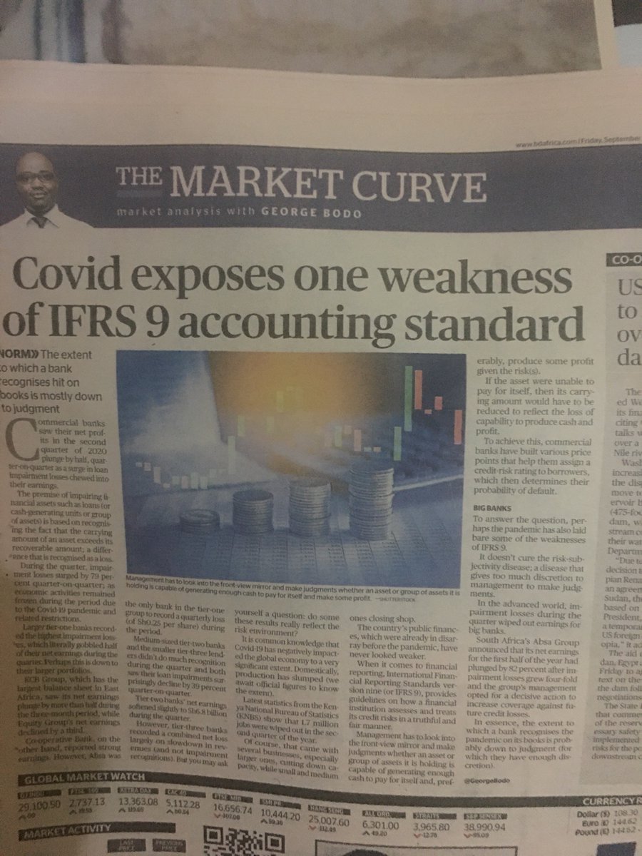 nicksonkibuchi's tweet photo. @GeorgeBodo thank you for your insights in today’s BD newspaper on IFRS &amp; Covid-19. @ICPAK_Kenya ’s virtual annual IFRS Week is coming up. The implication of Covid-19 on various IFRSs will be looked at. Here is the link: https://t.co/b2N6G014Zb. Warm regards! https://t.co/ha7fLUvgv5