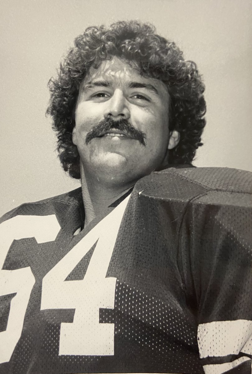 USUAthletics's tweet photo. Looking through some old media guides to bring you #FacialHairFriday, featuring Dennis DeLoach, an inside linebacker for @USUFootball from 1978-81. #AggiesAllTheWay https://t.co/R1lxwRfZN7