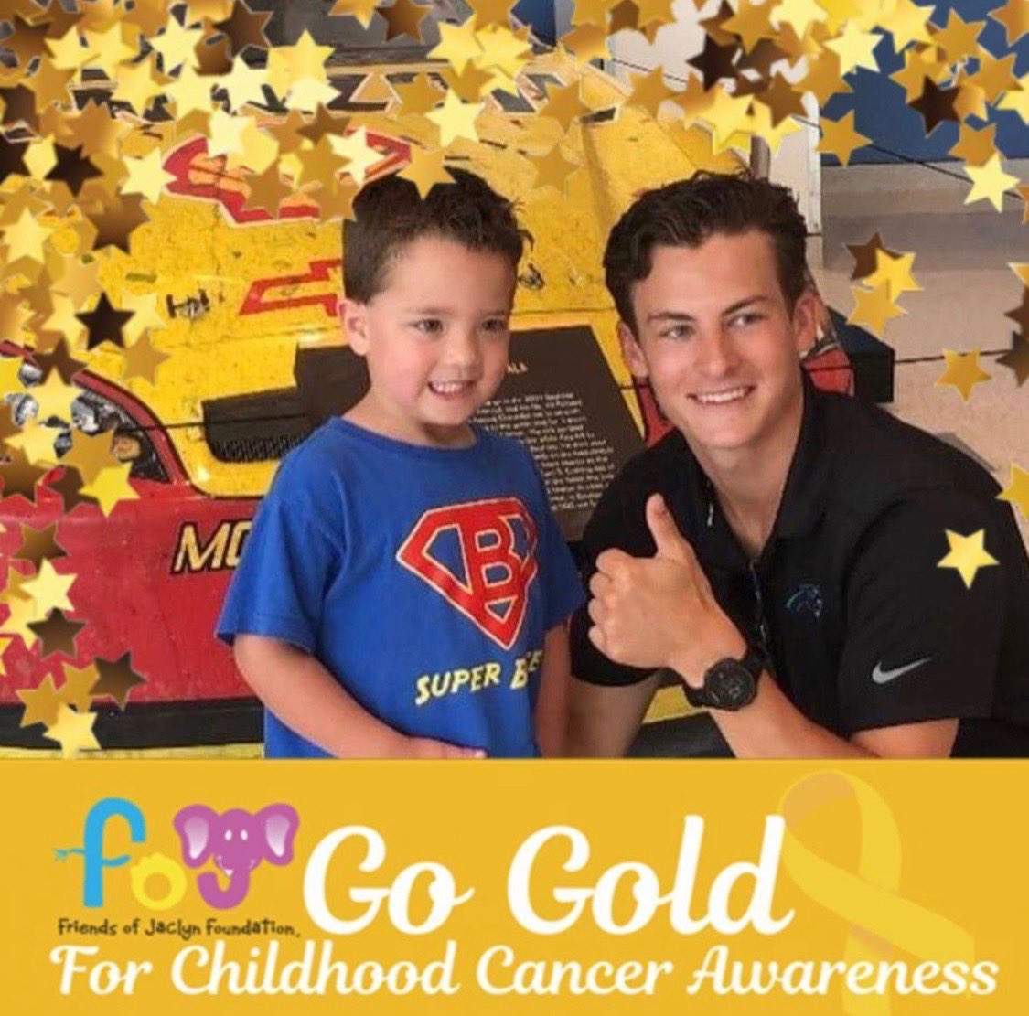 connormosack's tweet photo. Going GOLD this September for my buddy Bryce Long. Help us raise awareness for childhood cancer and to help find the cures #teambryce #friendsofjaclyn #fojfoundation #superbryce @FoJFoundation https://t.co/gxFHh6jDgi
