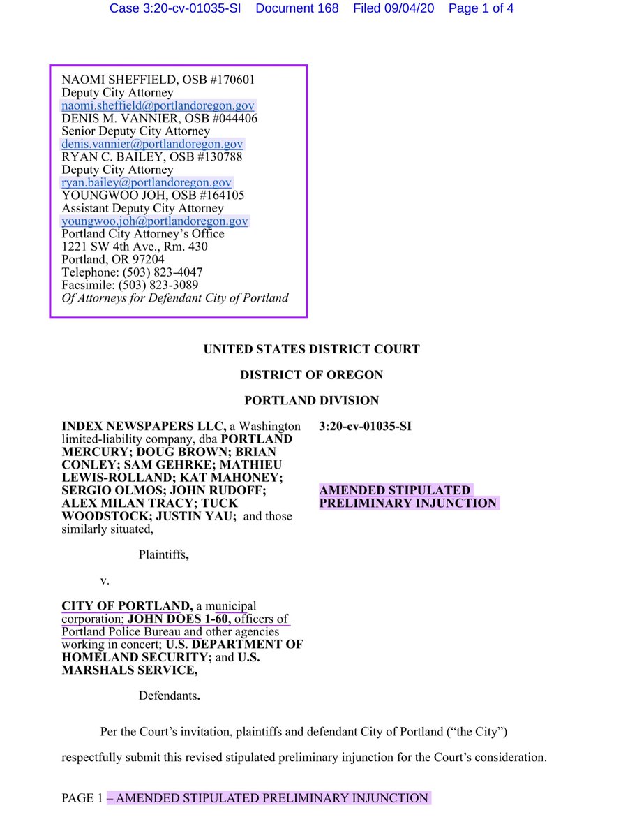 Now this might be confusing for some There were 2 separate TROs and 2 separate PIsThis stipulation ONLY applies to the City of Portland & it’s officers, agents etcThis has ZERO bearing on the Fed Defendants or the 9thCCOAs Stay https://ecf.ord.uscourts.gov/doc1/15107674335?caseid=153126