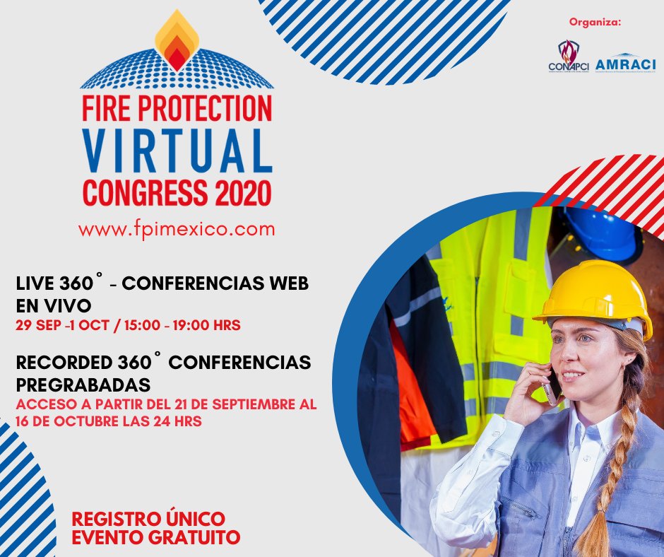 amracimx's tweet photo. 🚨 Apertura de registro #FireProtectionVirtualCongress. Registrate aquí https://t.co/6BHHaRYUAR
Recuerda que con tu registro tendrás acceso a las dos modalidades #LIVE360º 29 sep -1 oct / 15:00 - 19:00 hrs y #RECORDED360º Acceso a partir del 21 de sep -16 oct / 24hrs https://t.co/VADFM4I7tQ
