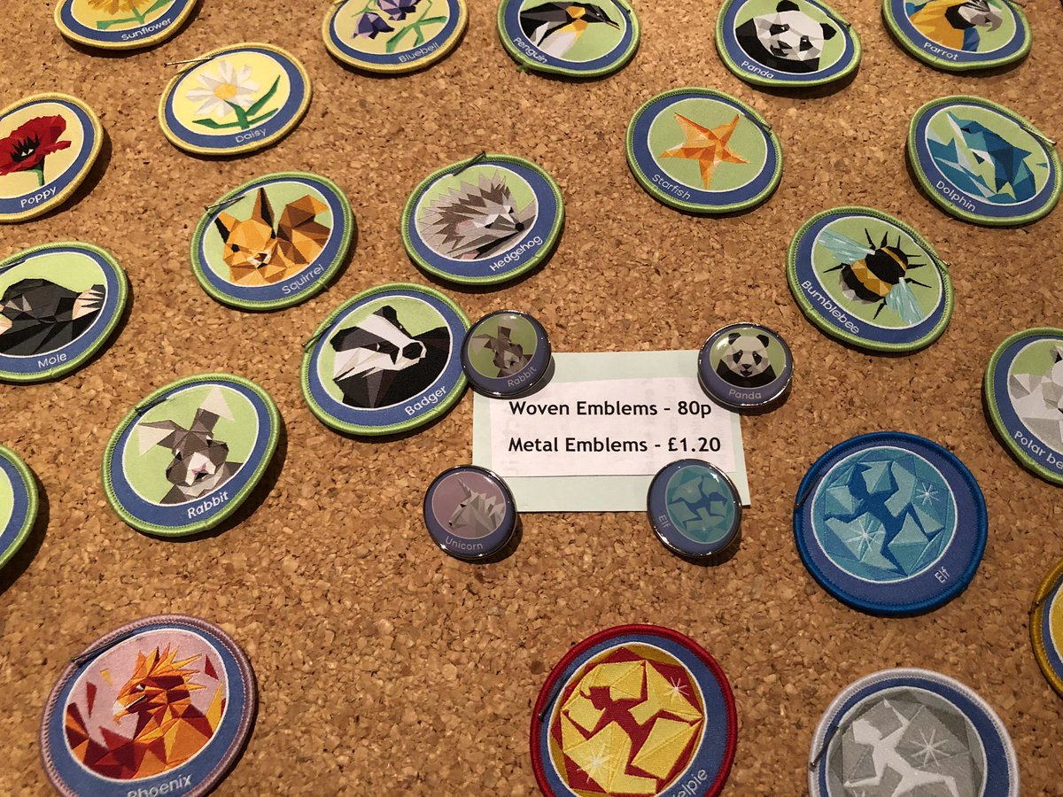 BathGuideShop's tweet photo. Looking forward to seeing our customers again on Saturday mornings. Which of the new emblems will prove most popular? @GirlguidingBath https://t.co/71LwbjOlva