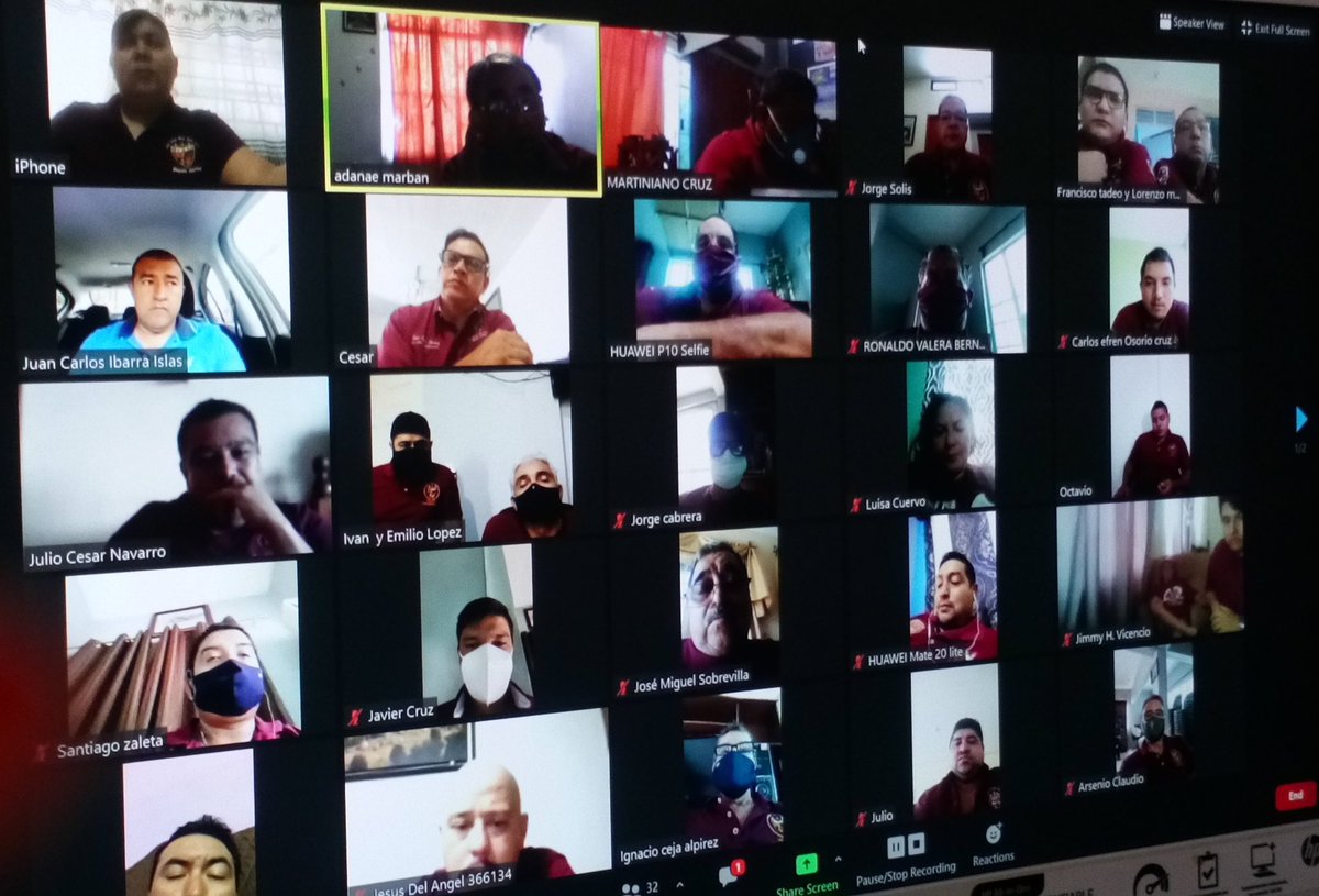 GPozarica's tweet photo. En su Reunión Virtual @GPozarica con nueva modalidad. Siempre presentes y unidos. Al 💯 con nuestra @Seccion42_STPRM y con Nuestro líder @lgps03101 
#QuedateEnCasa 
#MasUnidosQueNunca 🚩 https://t.co/vLYVDY5amW