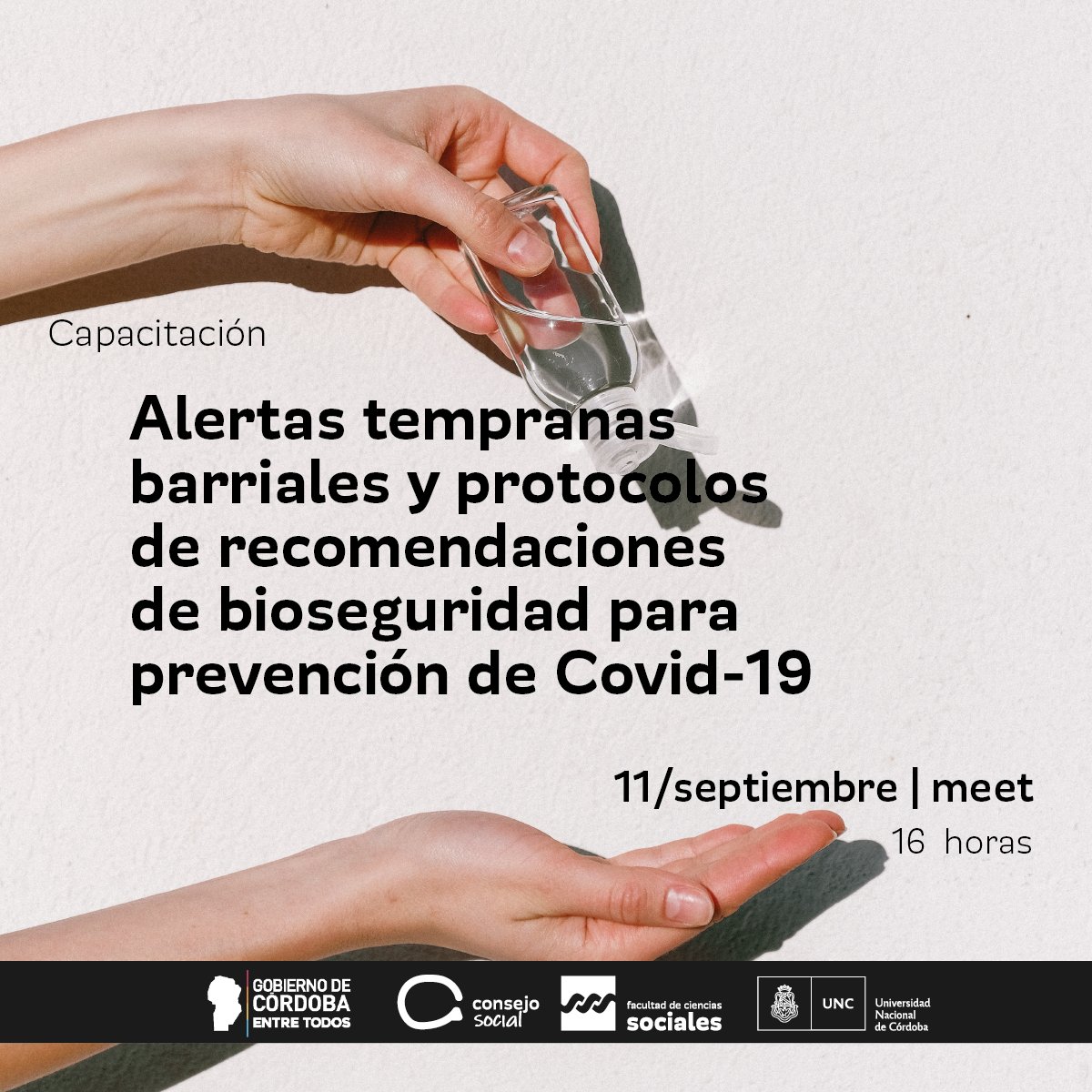 Sociales_UNC's tweet photo. #FCSinforma
Consejo Social | Capacitación a referentes de organizaciones sociales, sobre Alertas tempranas Barriales y Protocolos de Recomendaciones de bioseguridad para prevención de Covid-19

📎Próximo viernes 11 de septiembre a las 16 hs.

🖥 https://t.co/zsoqSeo7gr https://t.co/MNIJHCdegZ