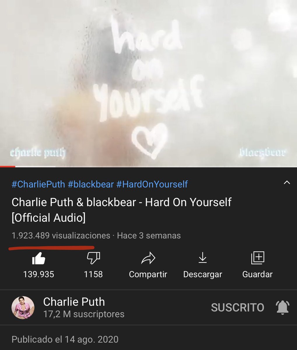 Let’s go family!!! #Girlfriend is near the 10M and #HardOnYourself of the 2M on YouTube!!! This is so great!!! Congratsssss Charlie!!!!
@charlieputh #charlieputh