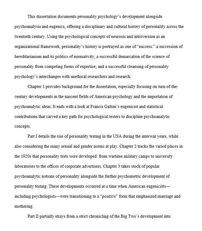 ian_jdavidson's tweet photo. A final version of my dissertation has been accepted! Thanks as always to my many supporters. Attached is the abstract for "Personal Politics: The Rise of Personality Traits in the Century of Eugenics and Psychoanalysis" https://t.co/IsUhI6NStB