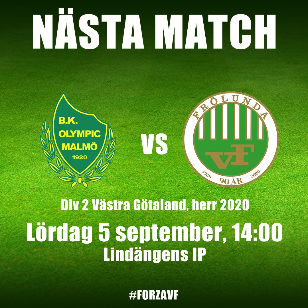 vastra_frolunda's tweet photo. Efter ett gäng matcher på Ruddalen, så tar vi oss ner till Malmö för möte med BK Olympic. Vi rapporterar via twitter med start 14:00. Glöm inte att tagga era inlägg på sociala medier med #forzavf före, under och efter match! 👊🏼💚⚽️
#frölunda #div2vg #olympic #ståuppförvf https://t.co/hz5iPSRvbv