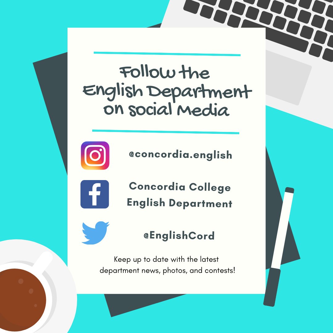 Follow the English Department on our other social media platforms! #FollowFriday #english #cordmn