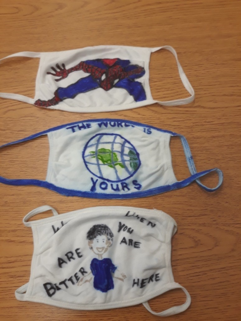 BridgesProgram's tweet photo. Mr. Crews is making safety look good with his beautiful hand drawn masks! #BridgesProgram #schoolyear2020 #MaskUp #SafetyFirst #FashionSecond #SweetMasks https://t.co/CAKvDRh9wj