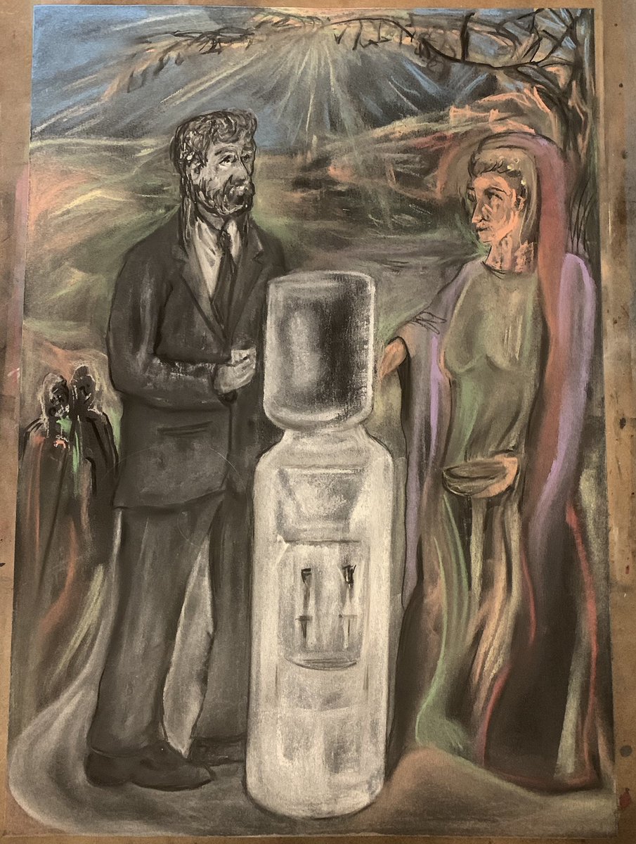 ian_beckett's tweet photo. My latest piece
“Christ at the Water-cooler with the Woman at the Well”
chalk and charcoal
September 2020
@TheICStation
#CreationInIsolation
#CreativeUnderQuarantine
#CreateToConnect https://t.co/IHxQLmLBvE