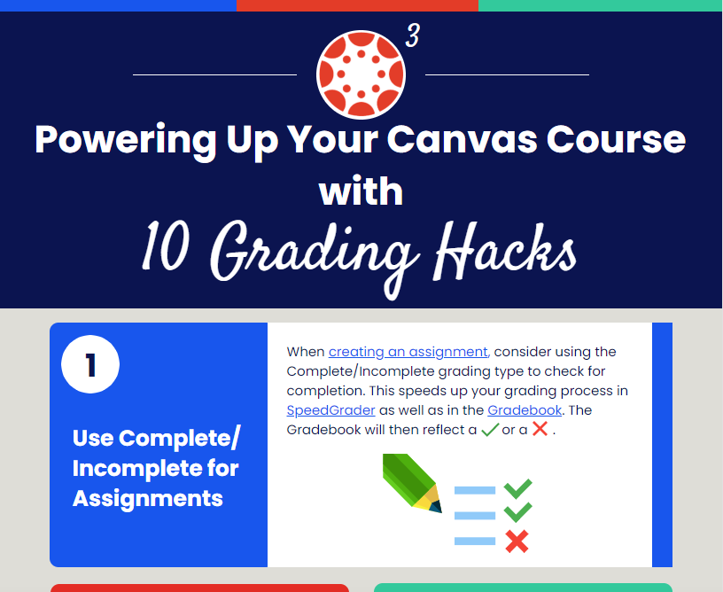 Powering Up Your @CanvasLMS Course: 10 Grading Hacks

Progress reports are coming due #KatyISD Here are some tips to get your grading done!

venngage.net/pl/qKyH9nPZbwA

#PowerUp <a href="/katyisd/">Katy ISD</a> #MPJH <a href="/MPJHEagles/">Memorial Parkway JH</a> <a href="/katyisd/">Katy ISD</a> #canvaslms #kisdsecmath #TrainerTips #onlinelearning #KISDTechBingo