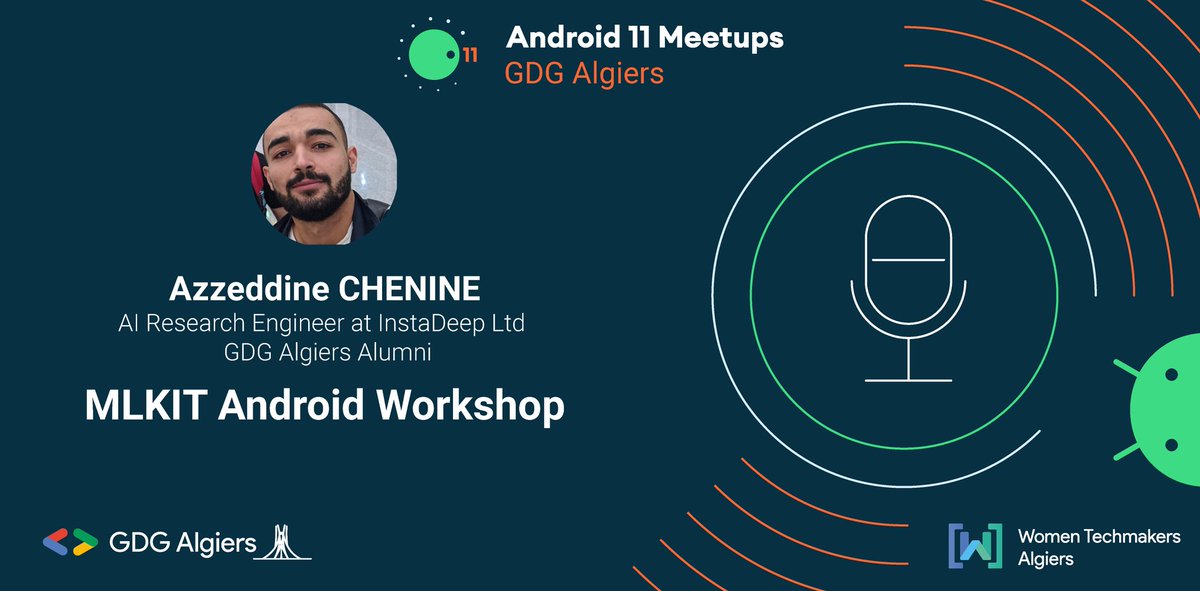 The not-to-be-missed MLKIT #Android workshop will be hosted by <a href="/azzeddineCH_/">Azzeddine CHENINE</a> 😃 !

He is a GDG Algiers alumni and an AI Research Engineer at InstaDeep Ltd 😍

How exciting is that?! 🤩 

#GDG #WTM #Android11 #Android11meetup
@GDGmena @GDG <a href="/AlgiersWTM/">WTM Algiers</a>
<a href="/AndroidDev/">Android Developers</a>