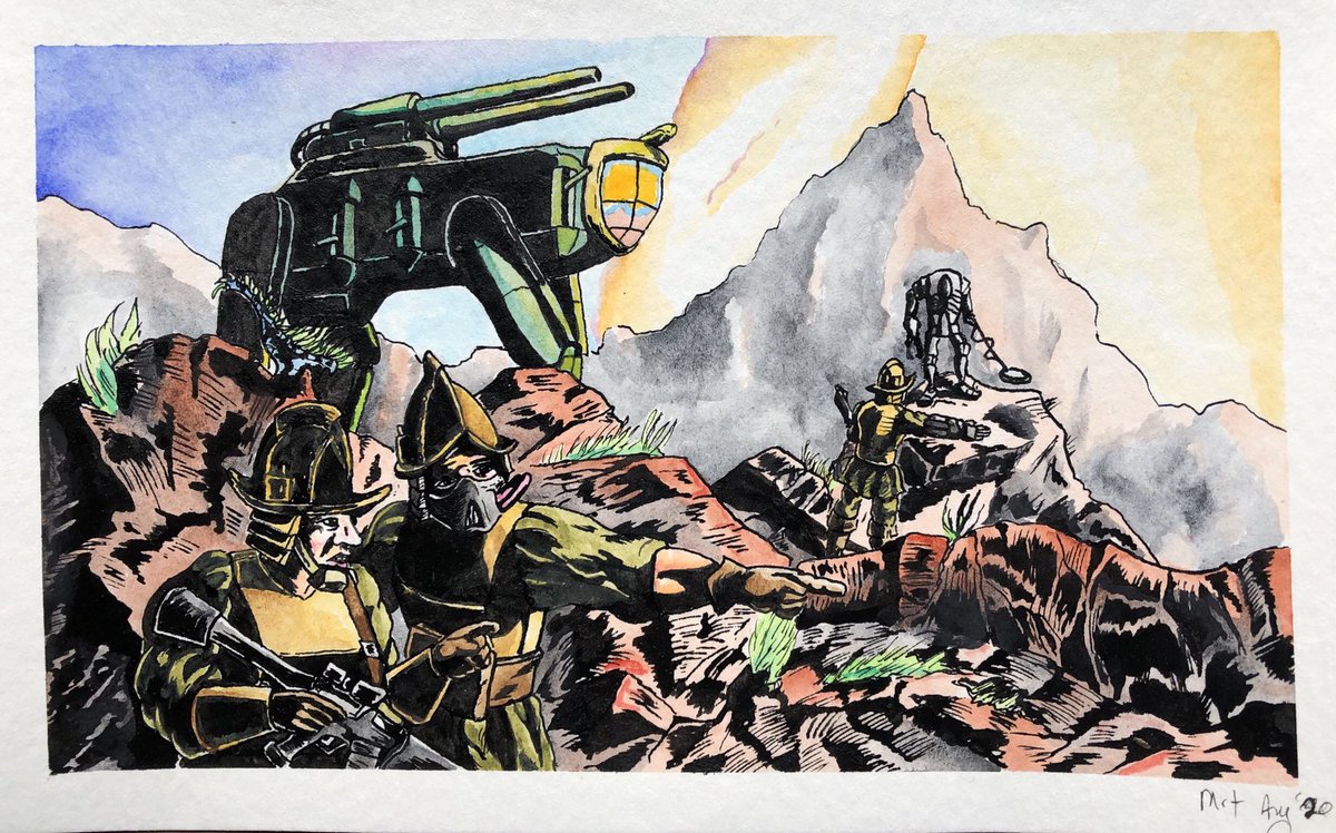 TriceratopsMr's tweet photo. Man-of-War and Auxiliary Troops #RedAries
Watercolour and ink #OSR #TTRPG https://t.co/7sPb05h04Y