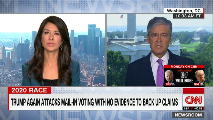 Porter_Anderson's tweet photo. Media: @JohnJHarwood to @AnaCabrera: "@realDonaldTrump is losing. He's losing nationally. He's losing in battleground states including in #NCarolina where #MailInBalloting is starting today. So he's trying to throw a cloud over the entire process." 618,000 ballots requested in NC https://t.co/JVhv6kkRxm