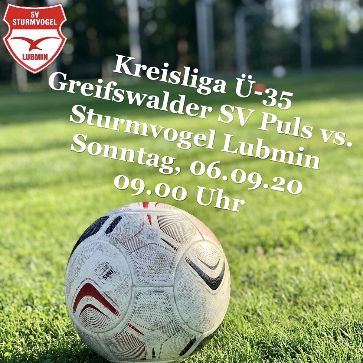 SVSturmvogel's tweet photo. AUSWÄRTSSPIEL! 2. Spieltag > Alte Herren Ü 35 Staffel Nord 

GSV #Puls 1970 vs. SV #Sturmvogel #Lubmin

Anstoss: 06.09.2020 um 14 Uhr im #Volksstadion #Greifswald (Jugendplatz)!

#AlteHerren
#Auswärtsspiel
#WirSindDieSturmvögel https://t.co/gTfxZdIZg7
